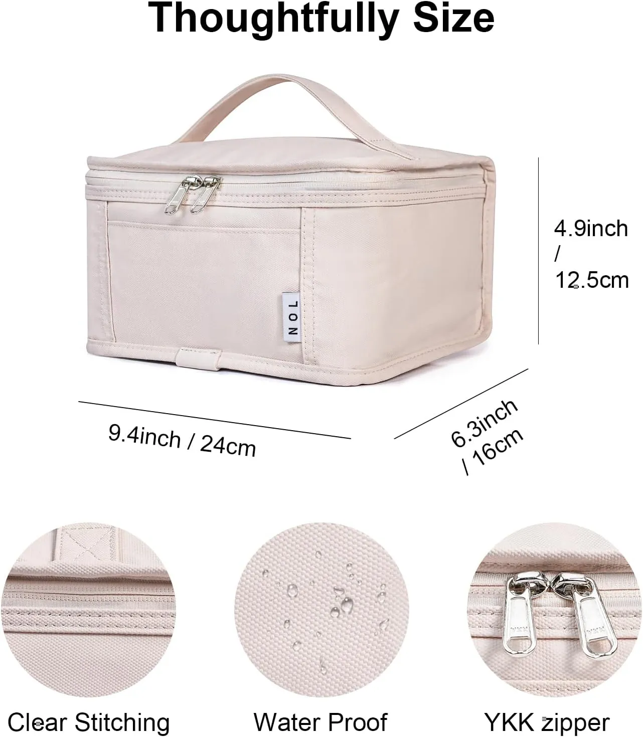 NOL Natural Organic Lifestyle Small Lunch Bag Mini Lunch Box Insulated Lunch Bag for Men/Women Leakproof Cooler Tote Bag Lightweight Nylon Waterproof Lunch Box For Work, Cream