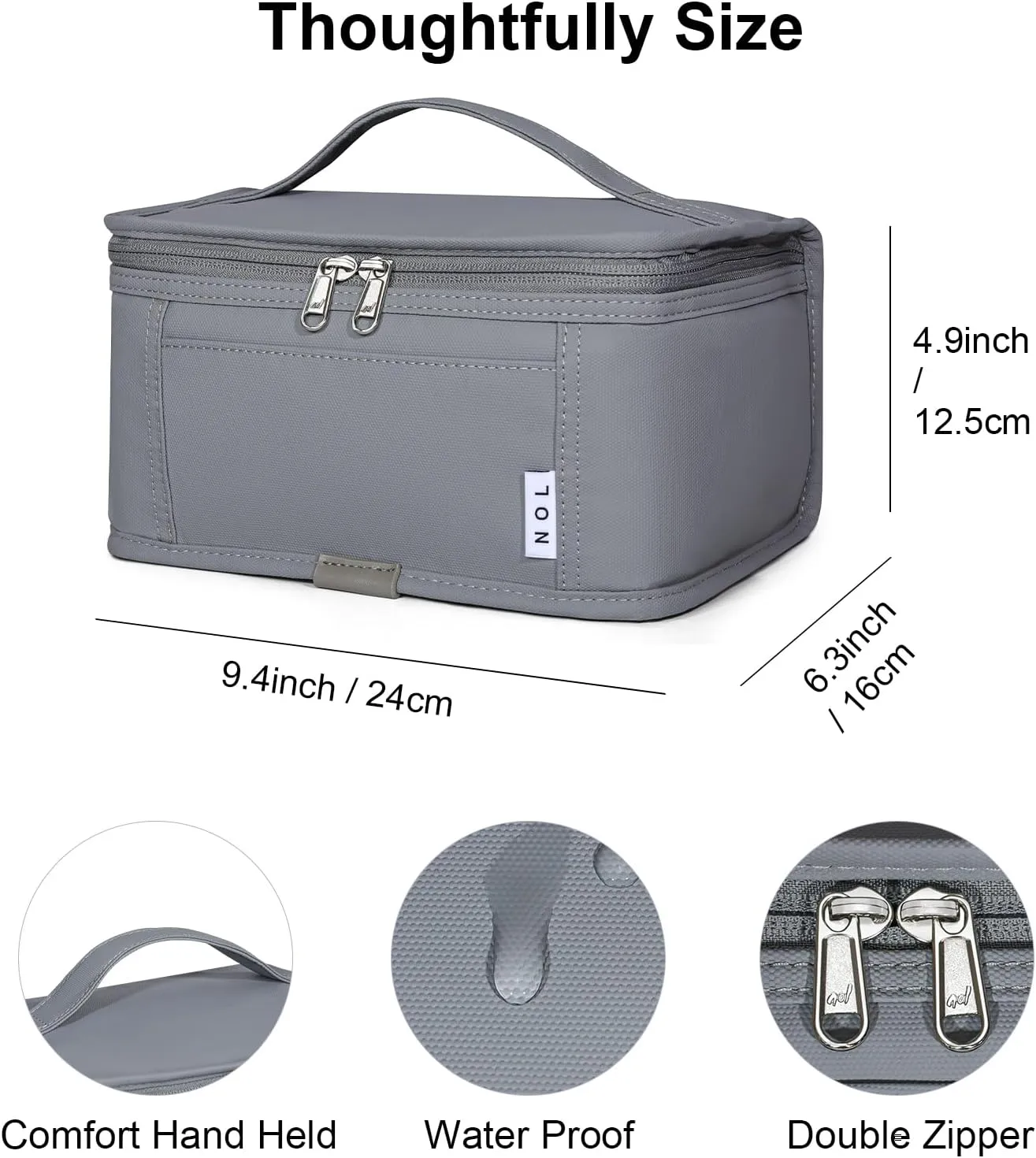 NOL Natural Organic Lifestyle Small Lunch Bag Mini Lunch Box Insulated Lunch Bag for Men/Women Leakproof Cooler Tote Bag Lightweight Nylon Waterproof Lunch Box For Work,Light gray