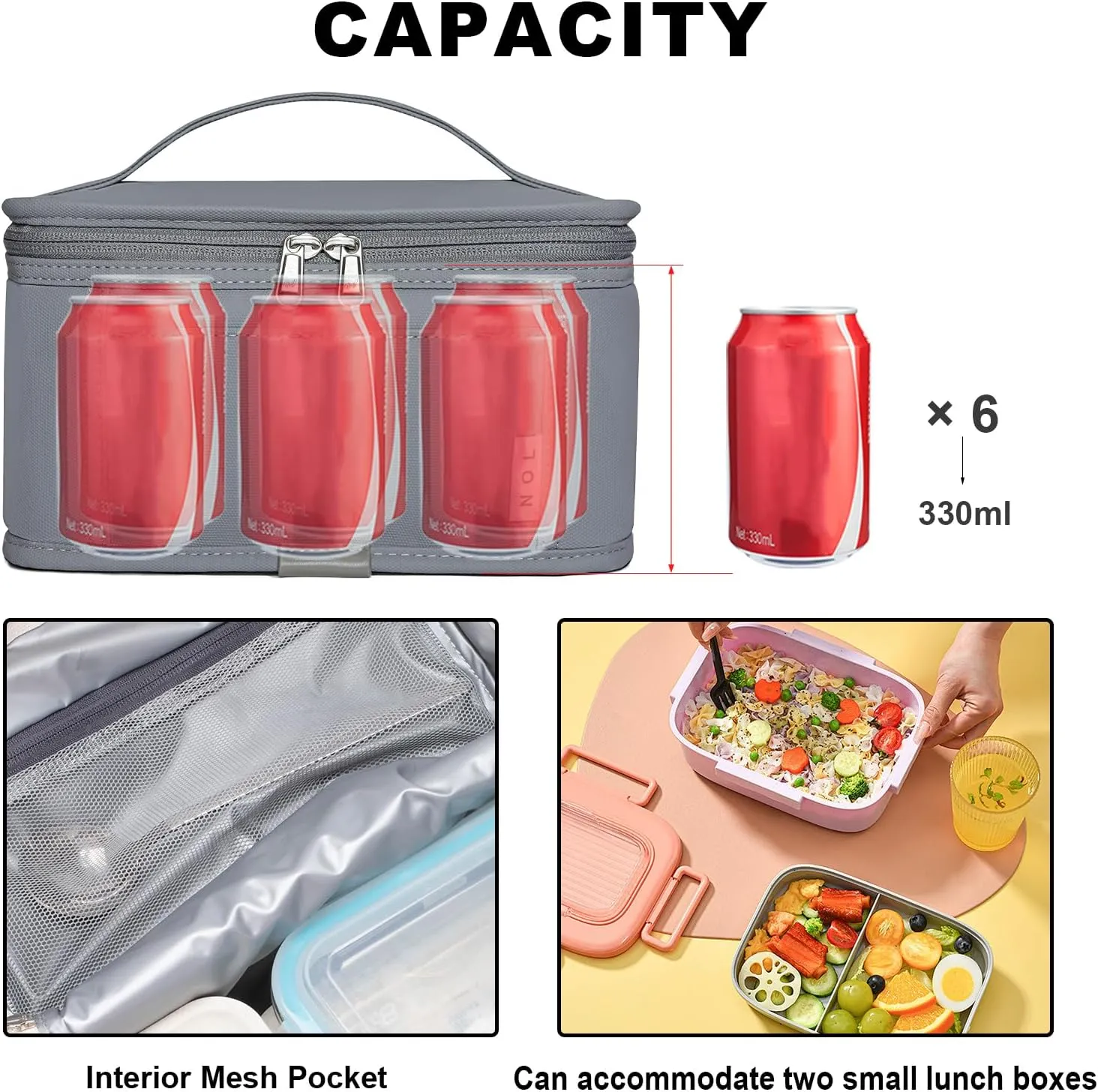 NOL Natural Organic Lifestyle Small Lunch Bag Mini Lunch Box Insulated Lunch Bag for Men/Women Leakproof Cooler Tote Bag Lightweight Nylon Waterproof Lunch Box For Work,Light gray