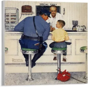 Norman Rockwell Poster The Runaway Art Painting Poster 1Wall Poster Art Canvas Printing Office Bedroom Aesthetic Poster 16x16inch(40x40cm) Unframe-style