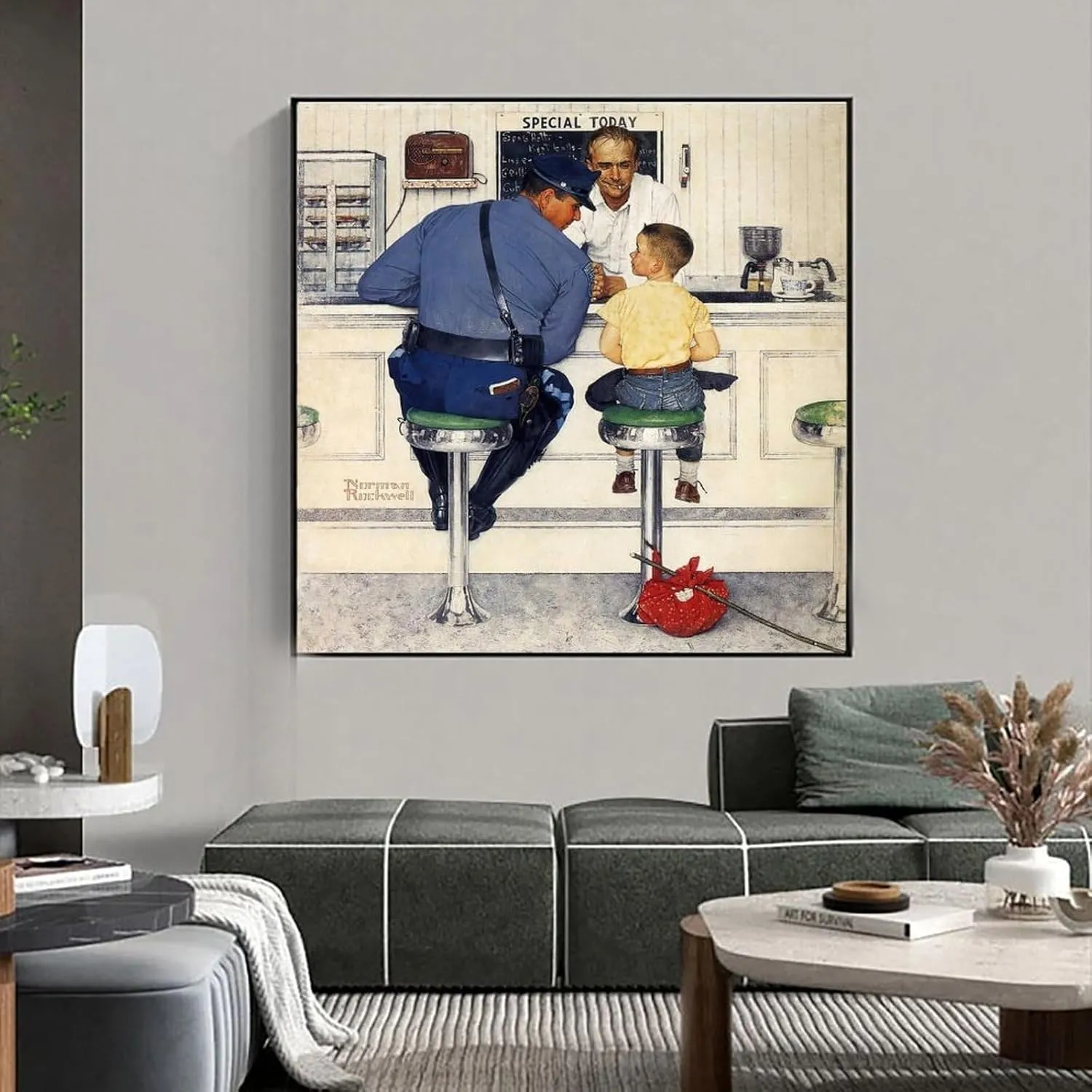 Norman Rockwell Poster The Runaway Art Painting Poster 1Wall Poster Art Canvas Printing Office Bedroom Aesthetic Poster 16x16inch(40x40cm) Unframe-style