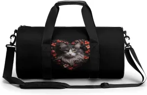 Norwegian Forests Cat Heart Gym Bag Travel Waterproof Duffel Bag Carryon Overnight Bags Tote Bags for Sports