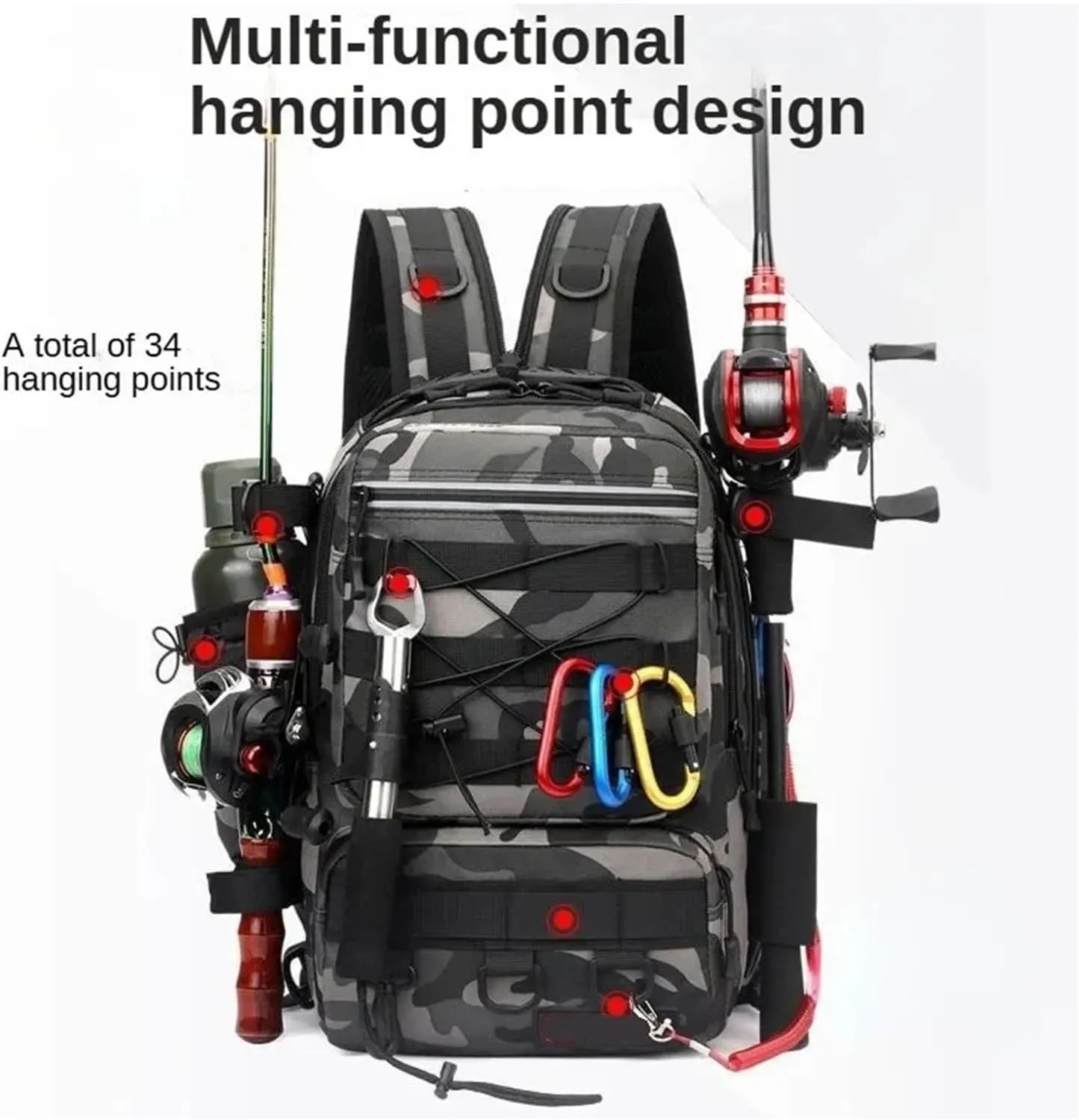 Nylon Waterproof Outdoor Sports Camping Hiking Trekking Fishing Hunting Backpack(E)