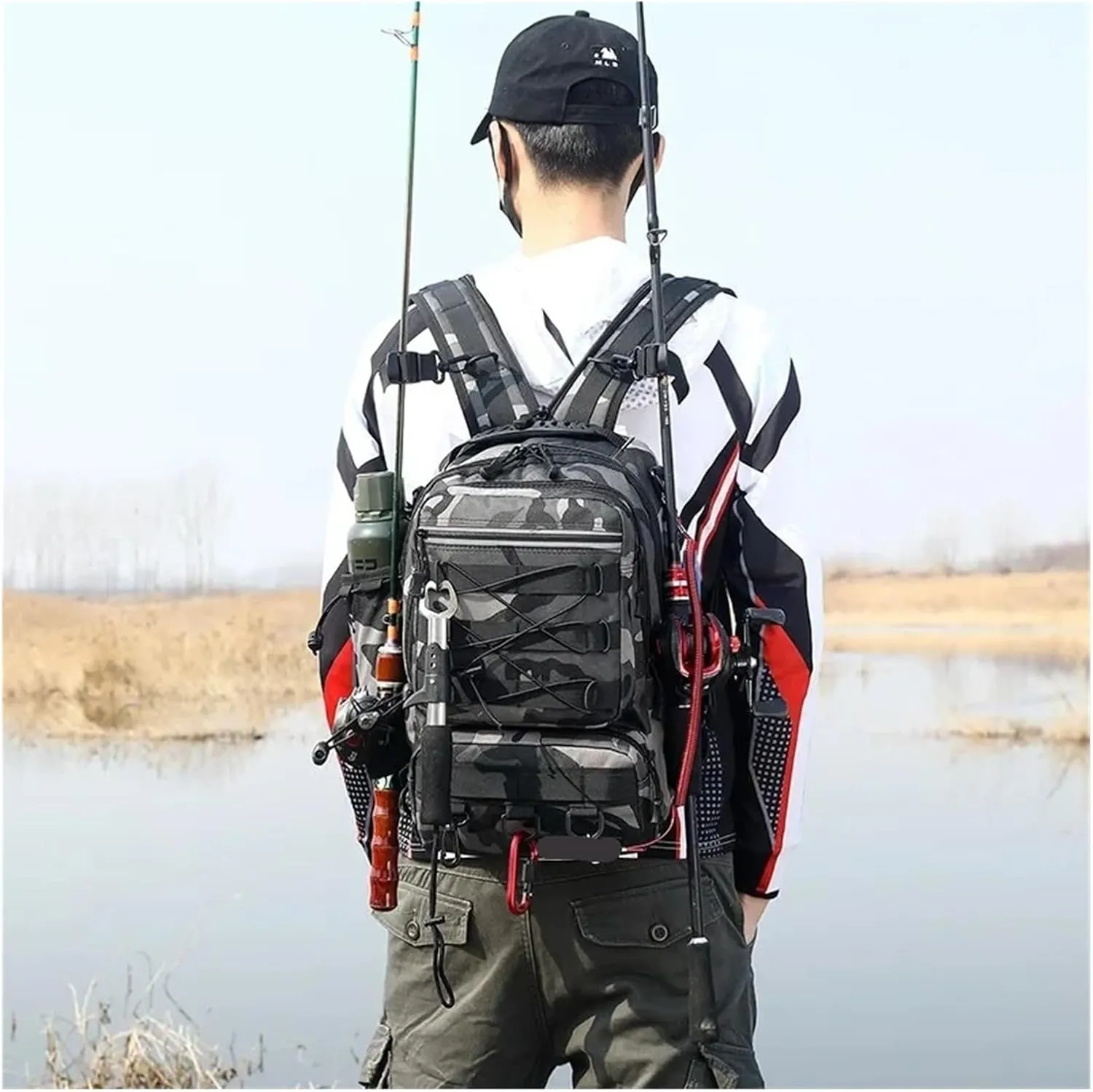 Nylon Waterproof Outdoor Sports Camping Hiking Trekking Fishing Hunting Backpack(E)