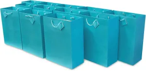 OccasionALL Teal Gift Bags with Handles, Shopping Totes for Weddings, Showers, Party Favors, Birthdays, Small Business, Retail, 6x3x7.5 12 Pack