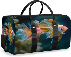 Ocean Fish Duffle Bag for Travel, Overnight Weekend Gym Carry On Luggage Bag, Fish Printed Travel Duffel Bag for Men Women