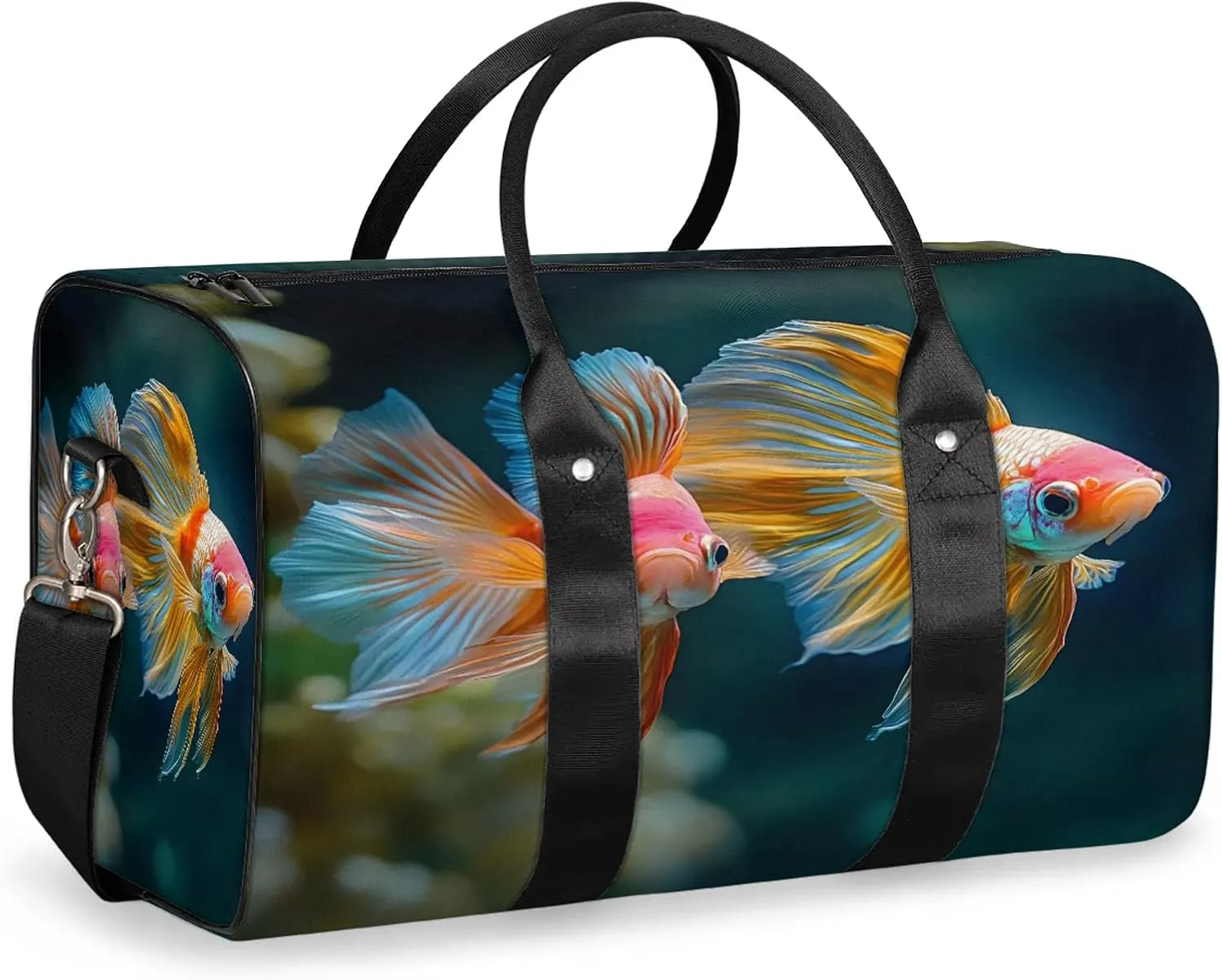 Ocean Fish Duffle Bag for Travel, Overnight Weekend Gym Carry On Luggage Bag, Fish Printed Travel Duffel Bag for Men Women