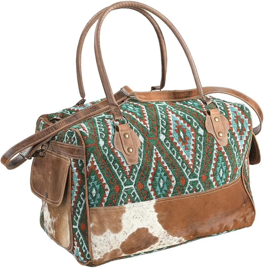 OHV303 DUFFEL Upcycled Wool Hair-on Genuine Leather women bag western handbag