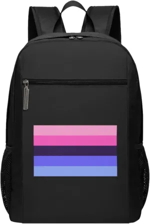 Omnisexual Pride Flag LGBTQ Travel Laptop Backpack, Business Anti Theft Slim Sturdy Laptops Backpacks, College Computer Bag Gift for Men & Women Fits 17 Inch Notebook,Black