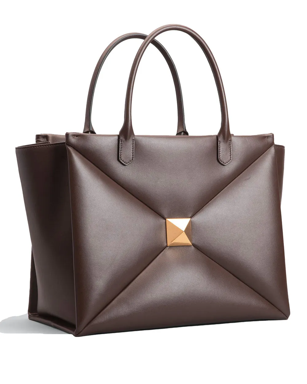 One Stud Large Leather Tote Bag in Fondant