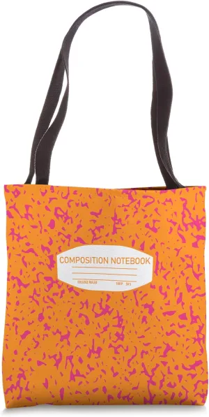 Orange & Pink Composition Notebook Pattern Tote Bag