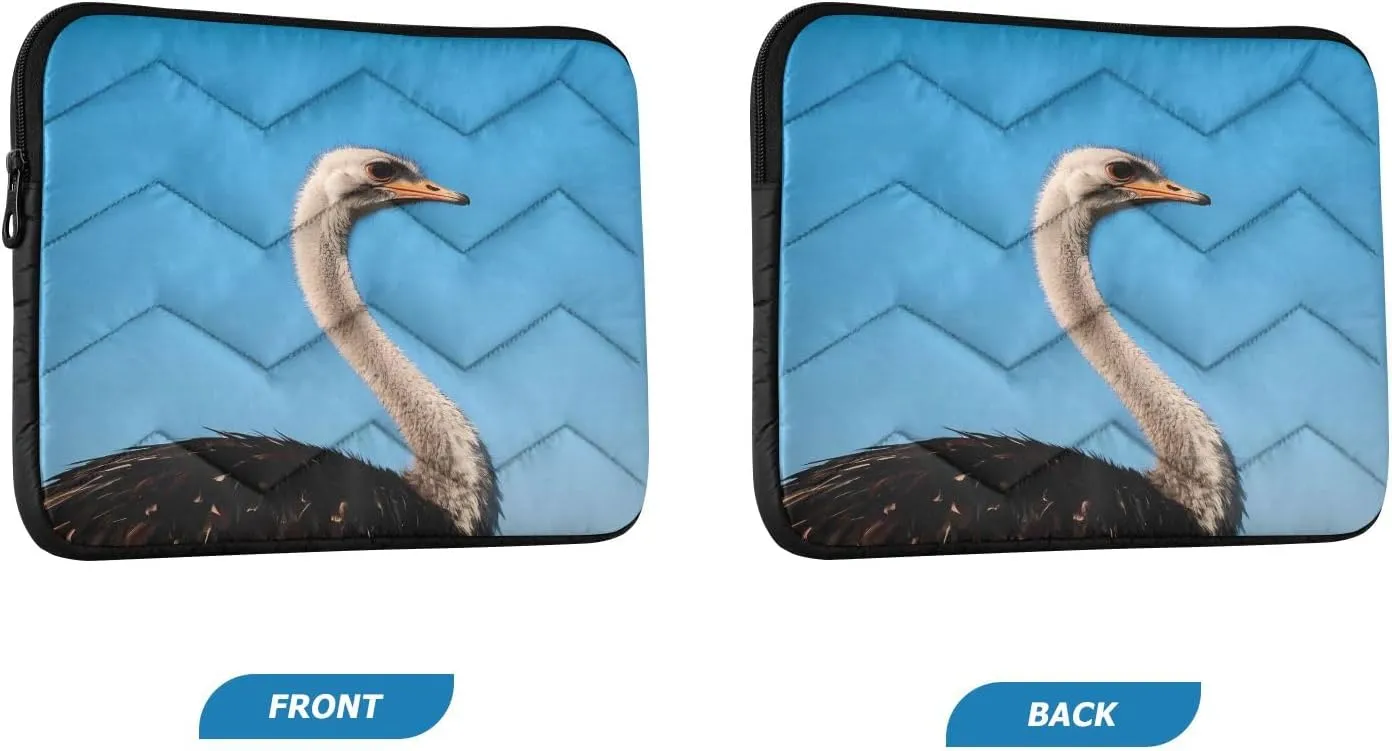 Ostrich Under Sky Padded Laptop Sleeve Case 13 Inch Soft Quilted Laptop Bag Waterproof Computer Sleeves