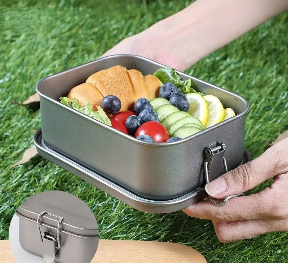 Outdoor Pure Titanium Single Layer Lunch Box Camping Portable Lunch Box