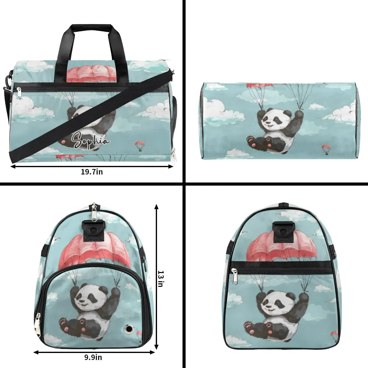 Overnight Bag for Adults Custom Large Duffel Bags Travel Bag Men Women Gym Bag for Training Soccer Swim Yoga Travel Blue Panda Travel Duffel Bag