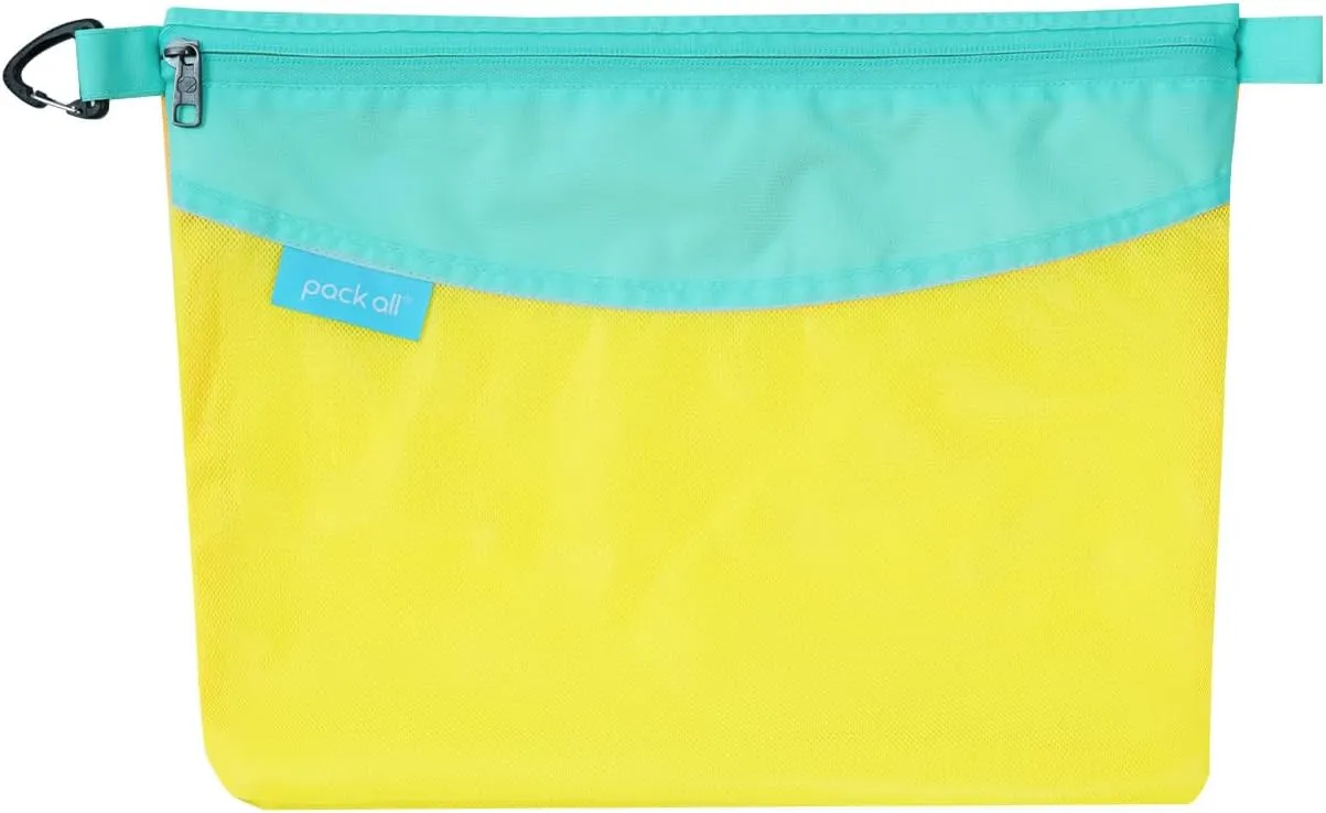 pack all Water-resistant Material Zipper Pouch, Mesh Zipper Bag for Storage, Travel, Office (Large, Yellow)