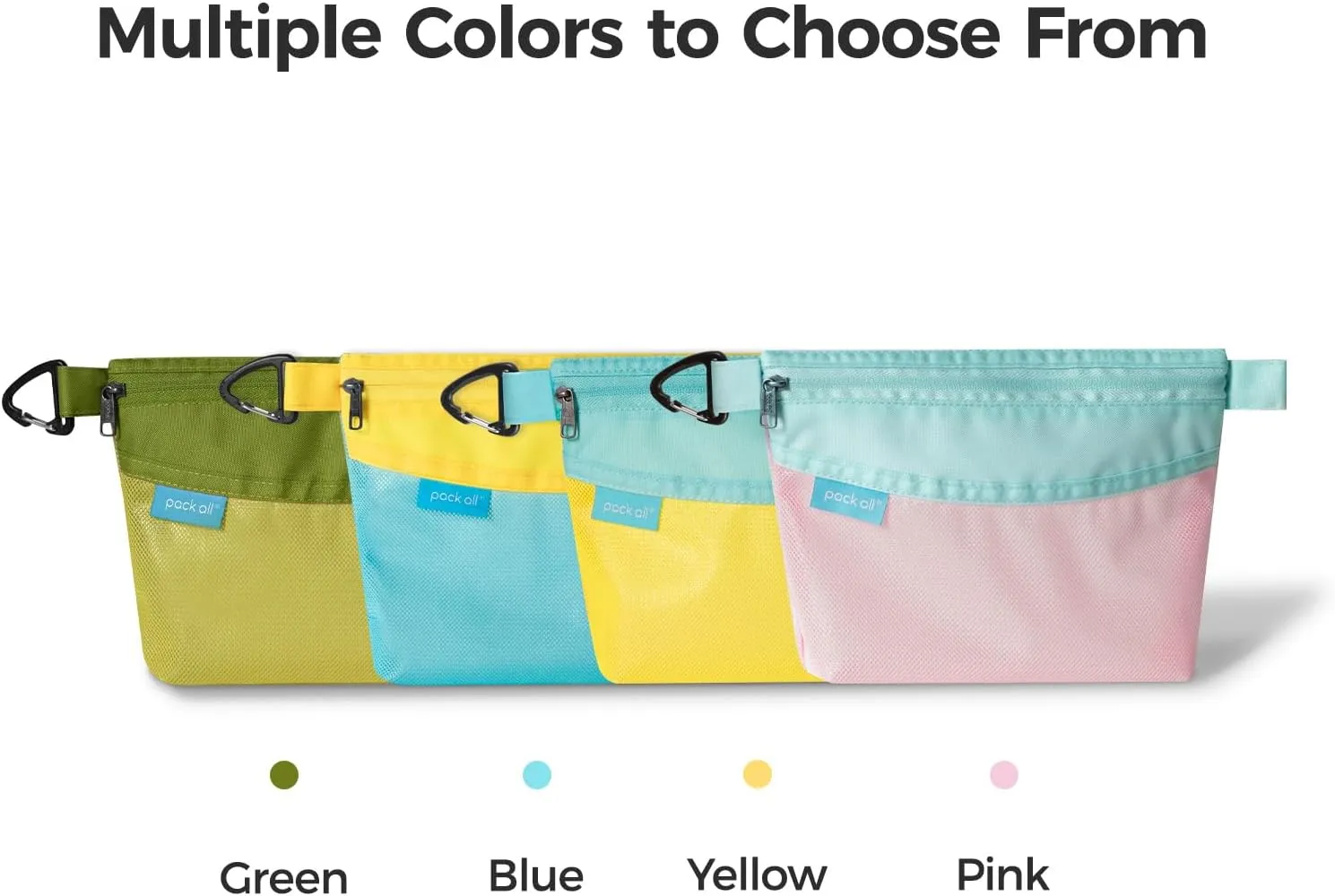 pack all Water-resistant Material Zipper Pouch, Mesh Zipper Bag for Storage, Travel, Office (Large, Yellow)
