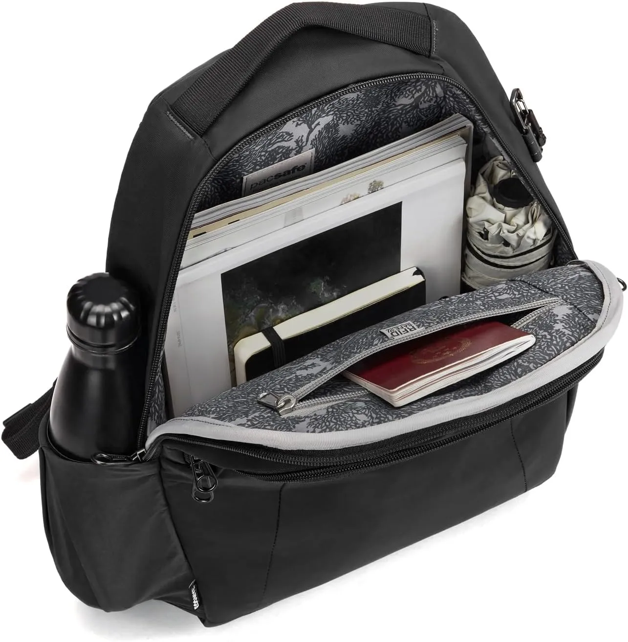 Pacsafe Metrosafe LS350 15 Liter Anti Theft Laptop Daypack/Backpack - with Padded 13" Laptop Sleeve, Black