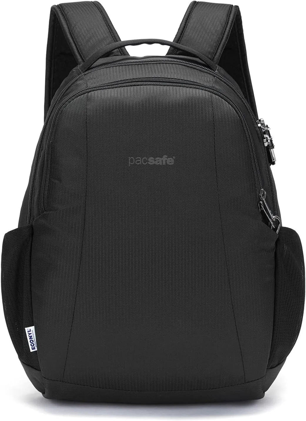 Pacsafe Metrosafe LS350 ECONYL 15 Liter Anti Theft Laptop Daypack/Backpack - with Padded 13" Laptop Sleeve, ECONYL Black
