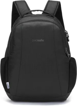 Pacsafe Metrosafe LS350 ECONYL 15 Liter Anti Theft Laptop Daypack/Backpack - with Padded 13" Laptop Sleeve, ECONYL Black