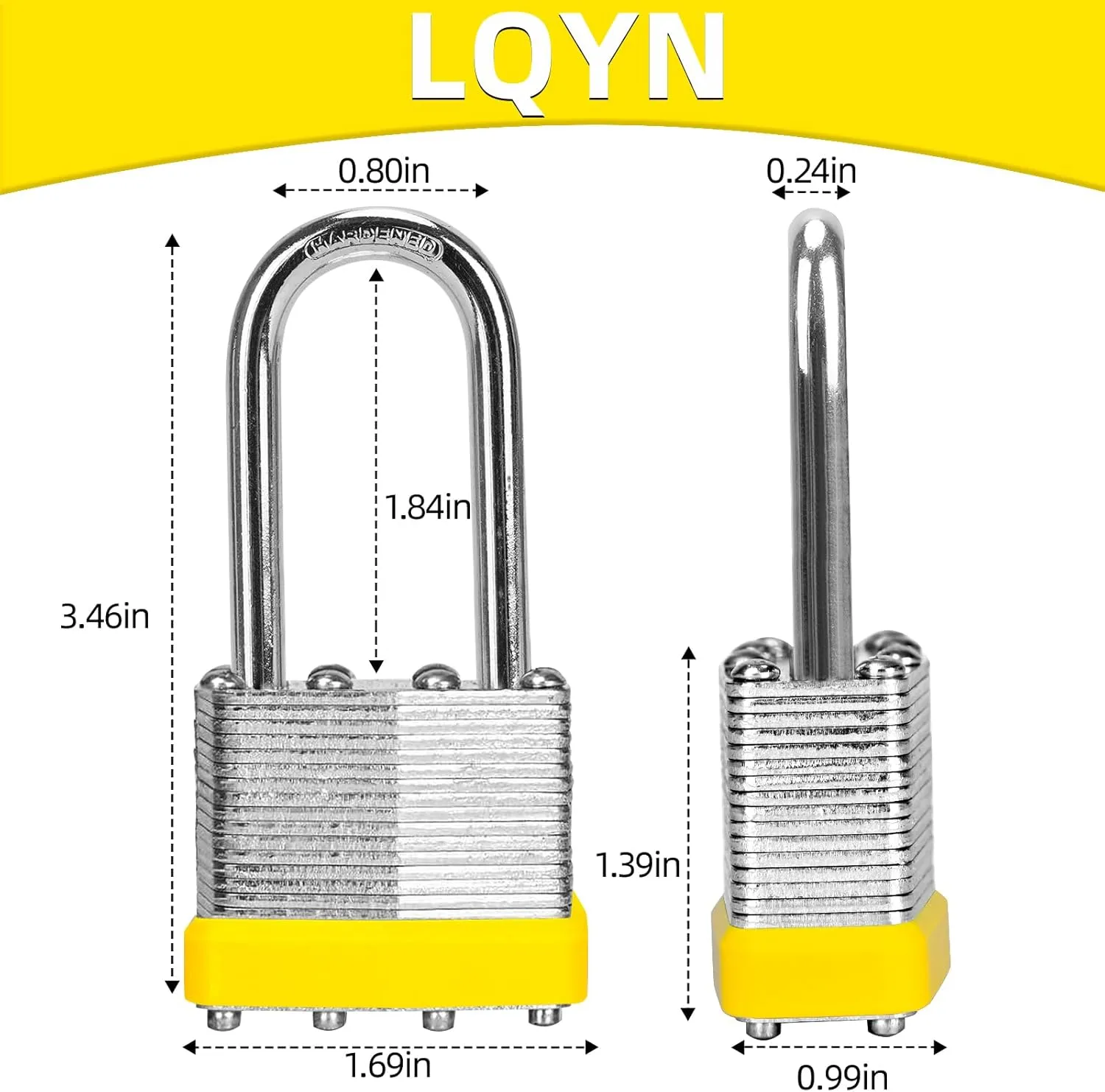 Padlocks with Same Key, LQYN 60 Pcs Laminated Keyed Padlock (1-9/16", 40mm), Keyed Alike Locks, Long Shackle, for Storage Locker, Hasp Latch, Toolbox, Sheds