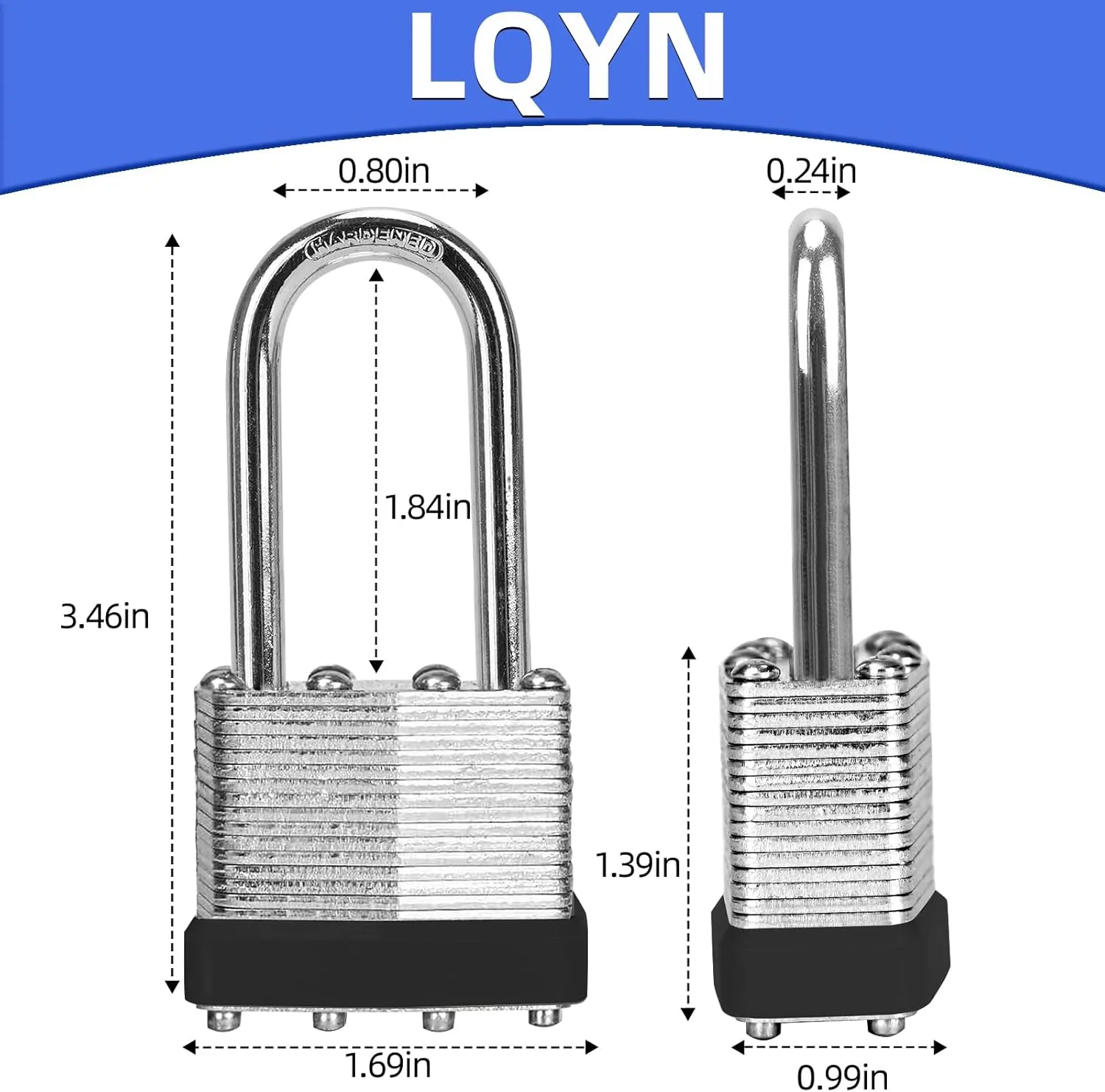 Padlocks with Same Key, LQYN 60 Pcs Laminated Keyed Padlock (1-9/16", 40mm), Keyed Alike Locks, Long Shackle, for Storage Locker, Hasp Latch, Toolbox, Sheds