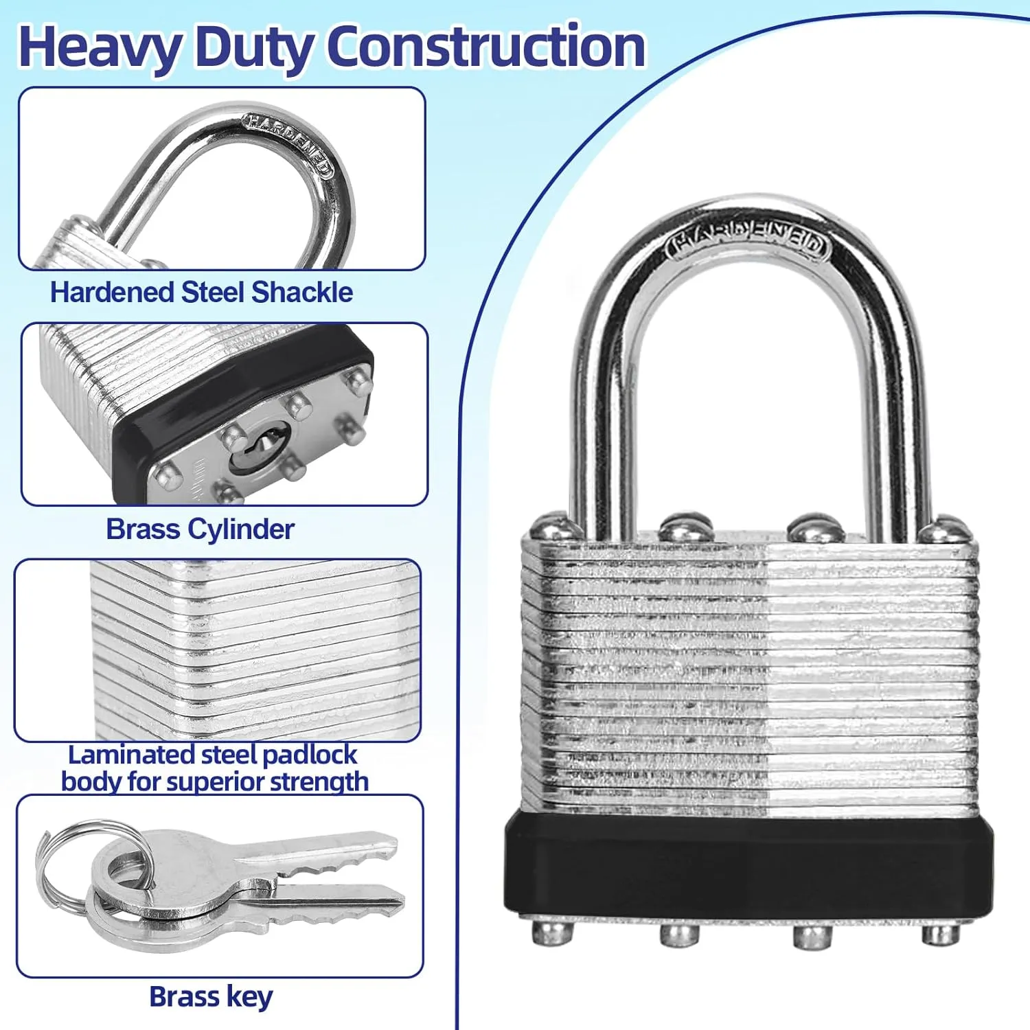 Padlocks with Same Key, LQYN 60 Pcs Laminated Keyed Padlock (1-9/16", 40mm), Keyed Alike Locks, Normal Shackle, for Storage Locker, Hasp Latch, Toolbox, Sheds