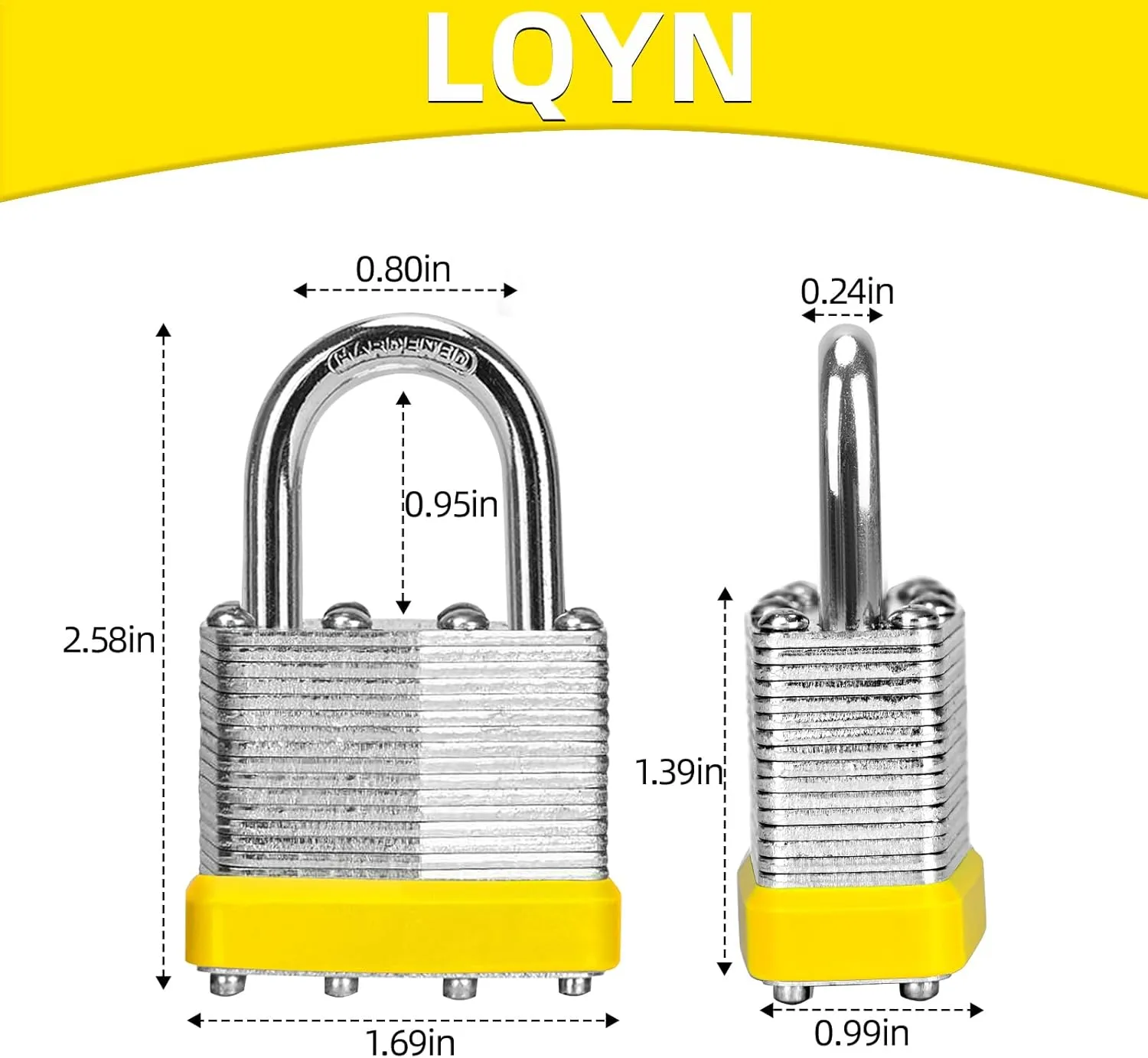 Padlocks with Same Key, LQYN 60 Pcs Laminated Keyed Padlock (1-9/16", 40mm), Keyed Alike Locks, Normal Shackle, for Storage Locker, Hasp Latch, Toolbox, Sheds