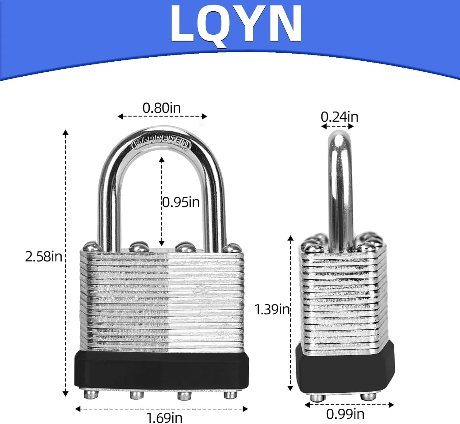 Padlocks with Same Key, LQYN 60 Pcs Laminated Keyed Padlock (1-9/16", 40mm), Keyed Alike Locks, Normal Shackle, for Storage Locker, Hasp Latch, Toolbox, Sheds