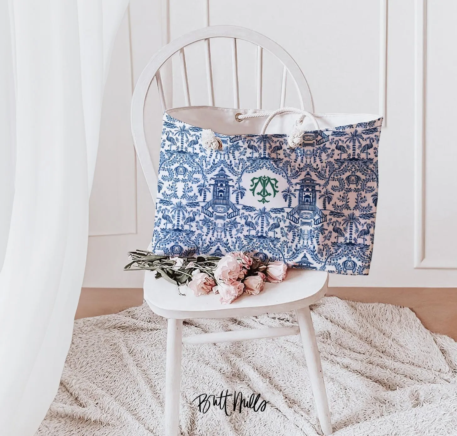 Palm Beach Monogrammed Carry-All Tote