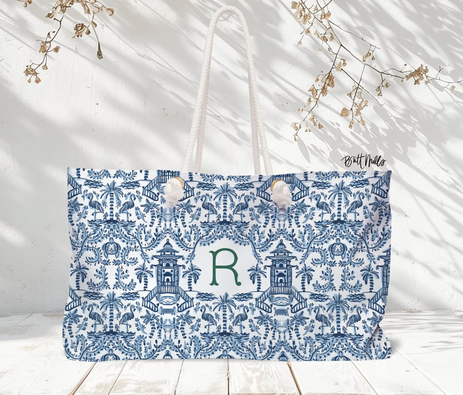 Palm Beach Monogrammed Carry-All Tote