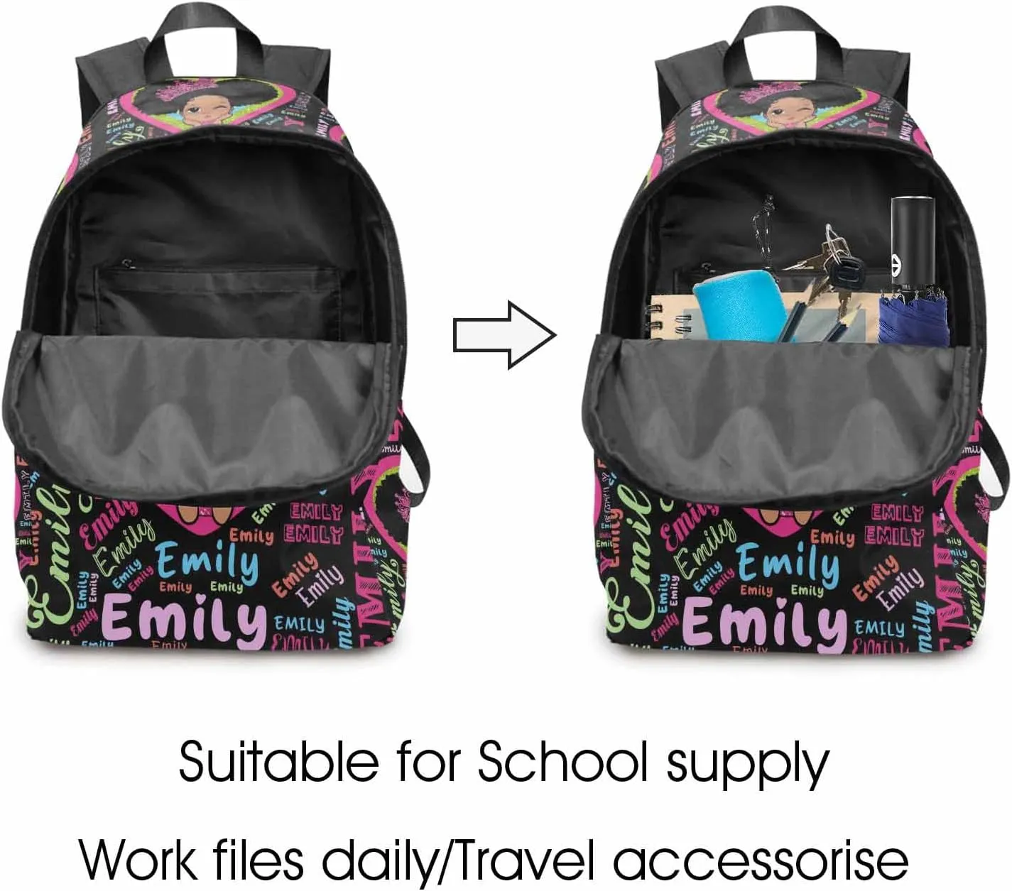 Personalized Backpack Lunch Bag Set for Daughter from Mom, Custom Monogrammed Schoolbag and Lunch Box with Name Customized Shoulder Bag Lunchbox Set for Teenagers