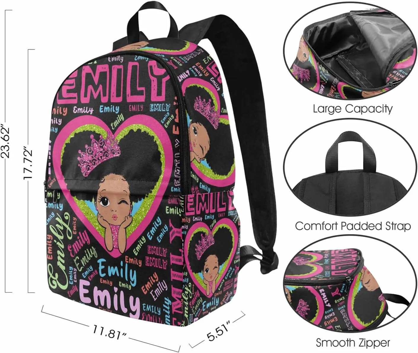 Personalized Backpack Lunch Bag Set for Daughter from Mom, Custom Monogrammed Schoolbag and Lunch Box with Name Customized Shoulder Bag Lunchbox Set for Teenagers