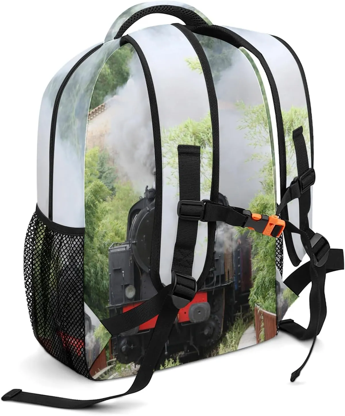 Personalized Backpack Steam Engine Travel Backpack College BookBag School Bag 17.7 IN for Girls Boys Kids