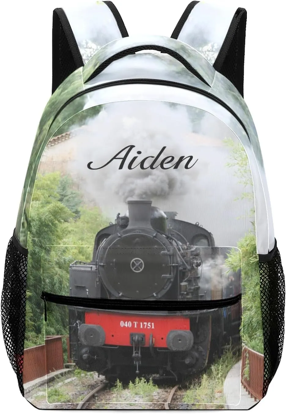 Personalized Backpack Steam Engine Travel Backpack College BookBag School Bag 17.7 IN for Girls Boys Kids