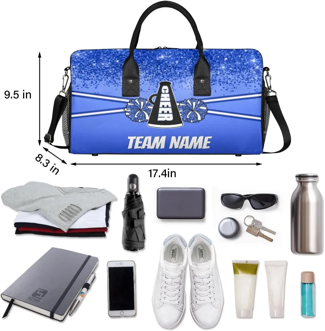 Personalized Cheer Bag Customized Cheerleader Shoulder Gym Bag Sport Duffel Bag for Women Cheerleading Gifts, Dark Blue