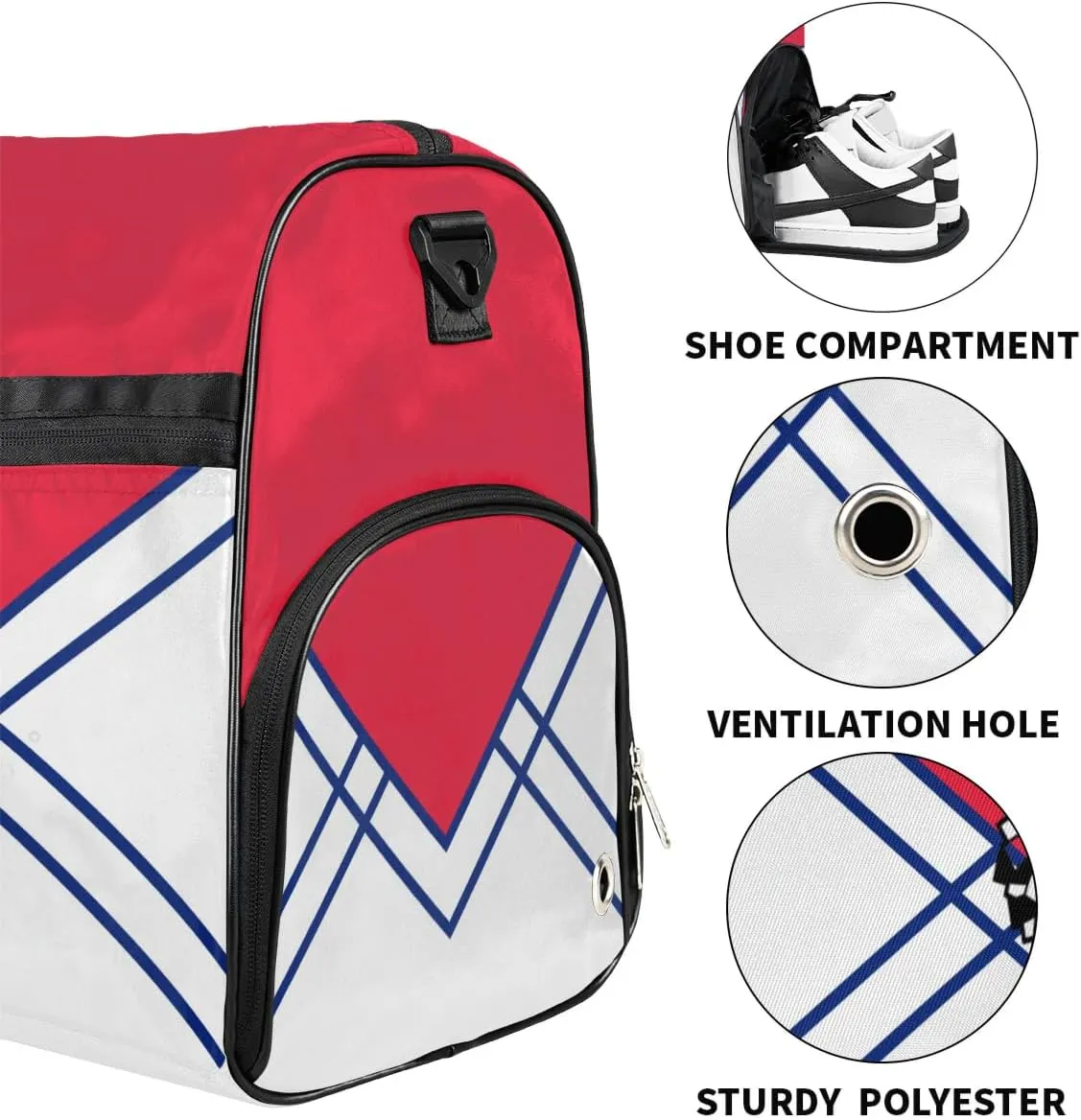 Personalized Cheer Duffel Bag Cheerleader Weekender Overnight Bag Custom Name Team Gift Lightweight Gymnastics Dance Bag Waterproof Sport Gym Travel Collapsible Carry on Tote Bag Blue Red