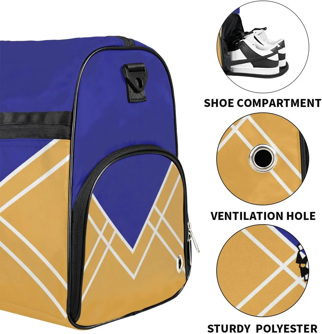 Personalized Cheer Duffel Bag Cheerleader Weekender Overnight Bag Custom Name Team Gift Lightweight Gymnastics Dance Bag Waterproof Sport Gym Travel Collapsible Carry on Tote Bag Gold Blue
