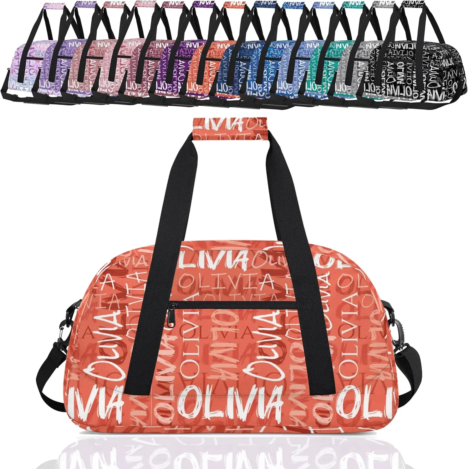 Personalized Dance Bag Cheerleading Bag for Girl Gifts, Overnight Duffel Bags Cheerleader for Kids Personalized Sport Gym Bag, Gymnastics Duffel Bag - Colorful Names