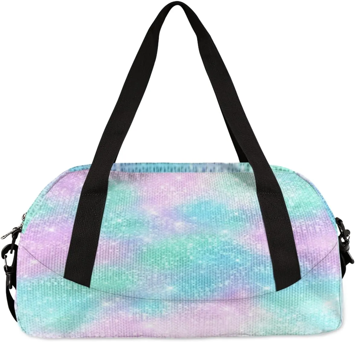 Personalized Dance Gym Bag for Girl, Custom Sport Weekender Travel Duffel Bag - Watercolor Glitter Heart Ballet