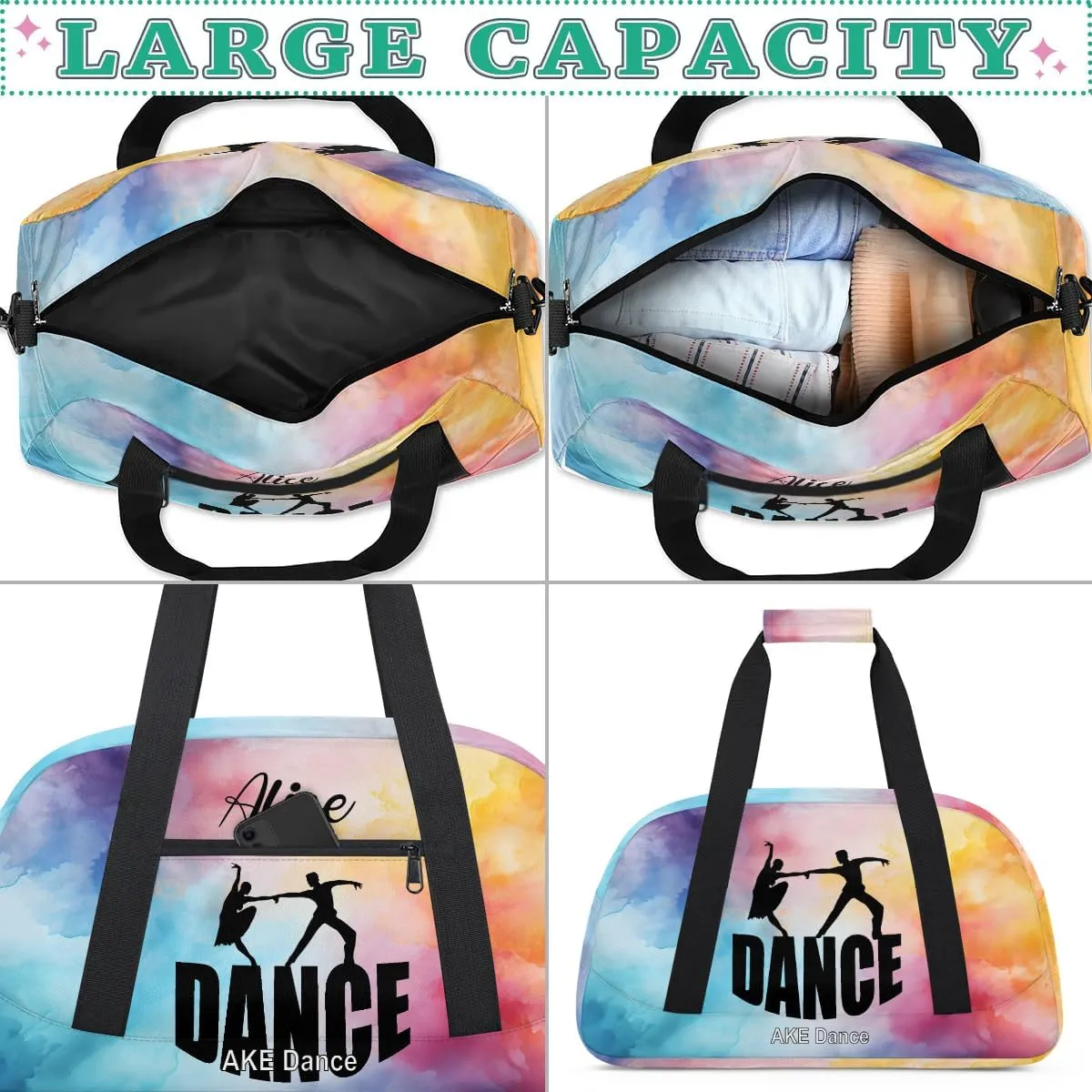 Personalized Duffel Bag Dance Bag for Dancers Small Luggage Bag Custom Gym Bag for Girls Hand Bag With Name Danceing Bag for Kids