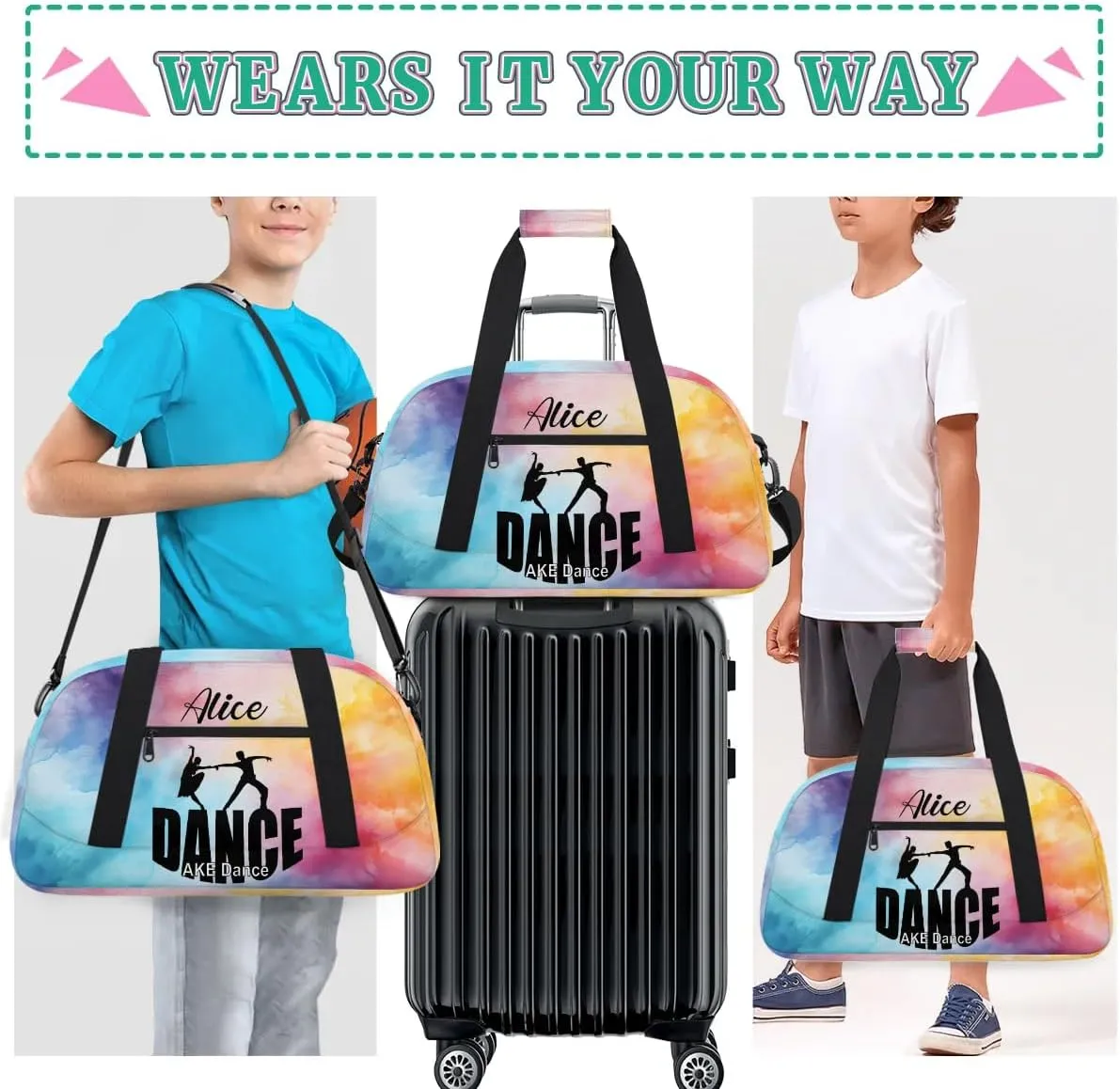 Personalized Duffel Bag Dance Bag for Dancers Small Luggage Bag Custom Gym Bag for Girls Hand Bag With Name Danceing Bag for Kids