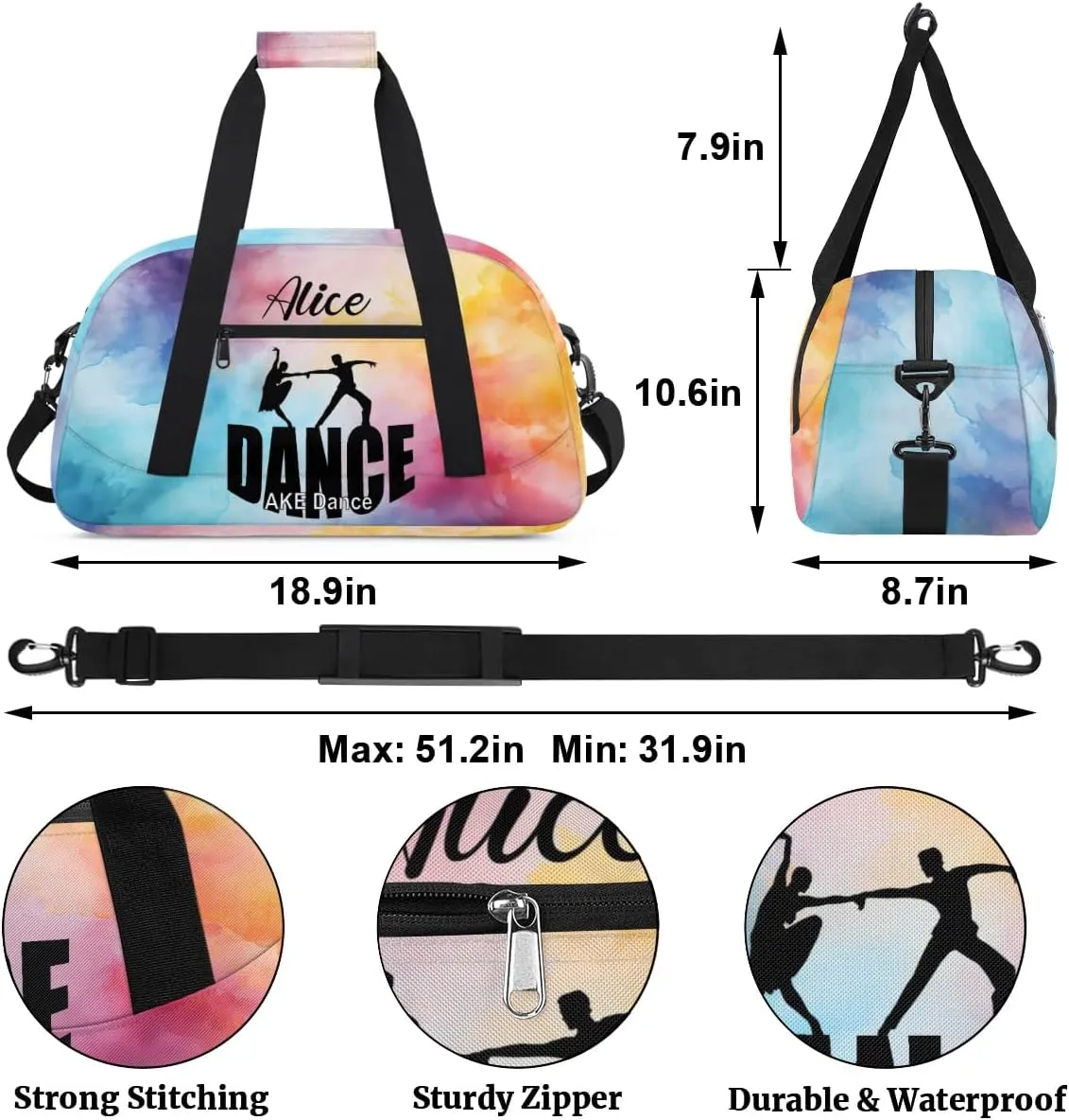 Personalized Duffel Bag Dance Bag for Dancers Small Luggage Bag Custom Gym Bag for Girls Hand Bag With Name Danceing Bag for Kids