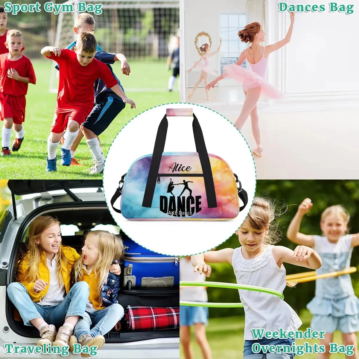 Personalized Duffel Bag Dance Bag for Dancers Small Luggage Bag Custom Gym Bag for Girls Hand Bag With Name Danceing Bag for Kids