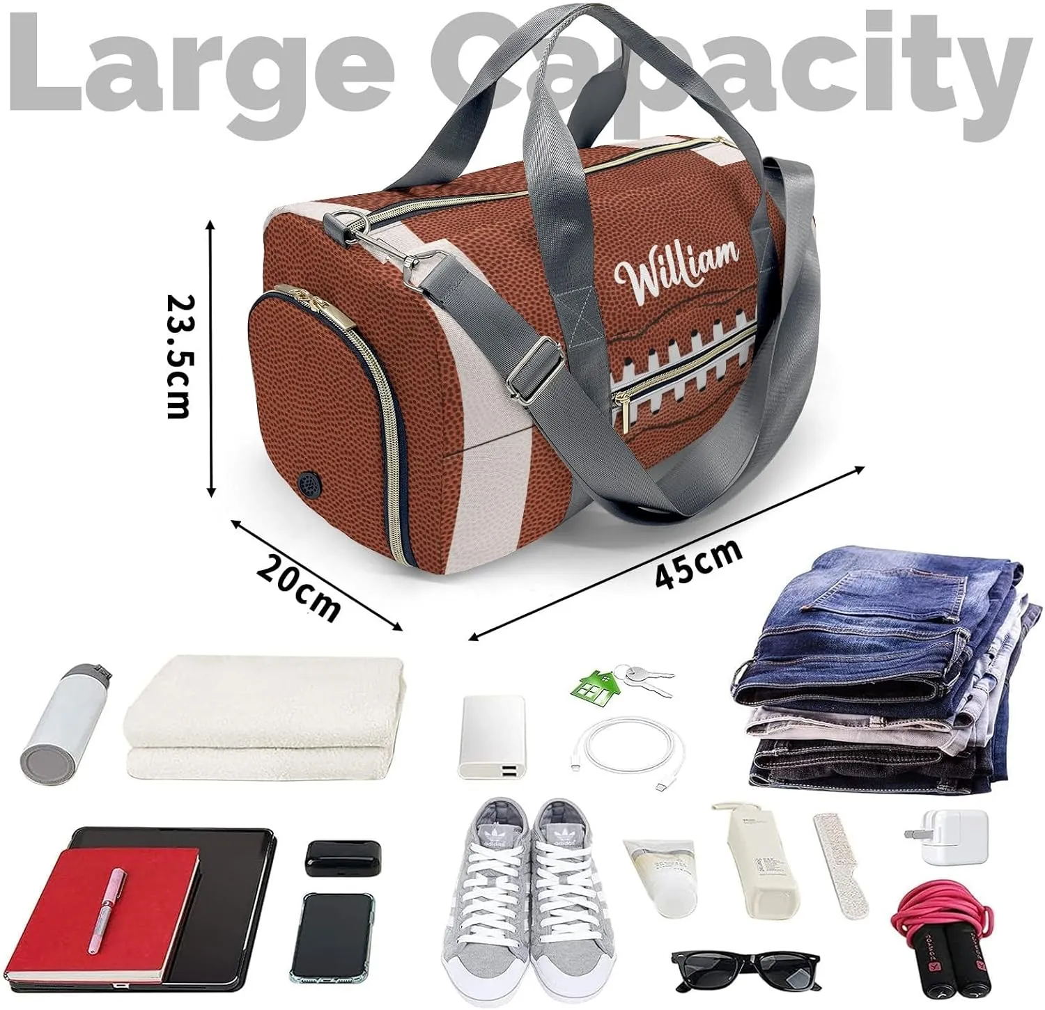 Personalized Duffel bag for Kids, Custom Small Duffle Gym Bag with Name, Sports Workout Travel Bag with Shoes Compartment, Weekender Bag, Sleepover Bag
