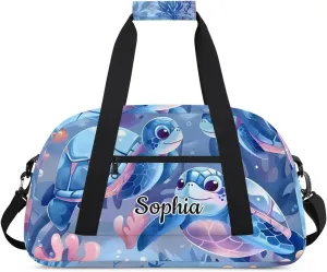 Personalized Duffel Bags for Kids Custom Gym Bag for Boys Girls Travel Tote Luggage Bags Turtle
