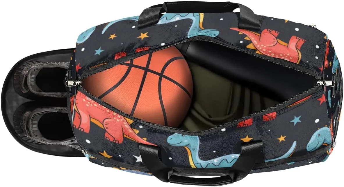 Personalized Gym Duffel Bag for Mens Large Duffel Bags Men Women Travel Duffel Bags Gym Accessories for Men Women Dinosaur Black