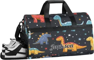Personalized Gym Duffel Bag for Mens Large Duffel Bags Men Women Travel Duffel Bags Gym Accessories for Men Women Dinosaur Black