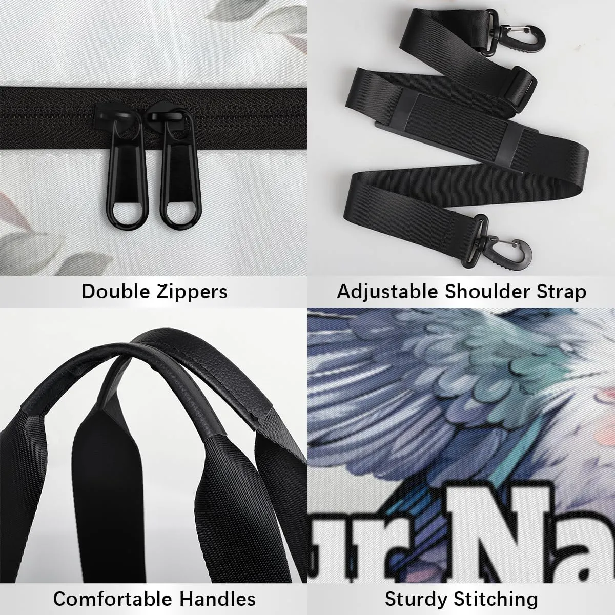 Personalized Hummingbird Sport Gym Bag, Custom Name Duffel Bags for Men, Waterproof Custom Sport Duffel Bag, Gymnastics Dance, Rural Flowers Bird