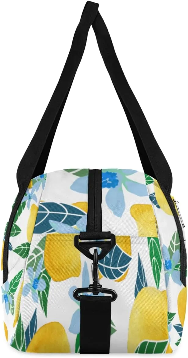 Personalized Kids Duffel Bag Fruit Lemon Lime Flower,Custom Sport Gym Bag for Boys Girls,WWeekender Overnight Bags Travel Duffel Bag,Customized Kids Gift