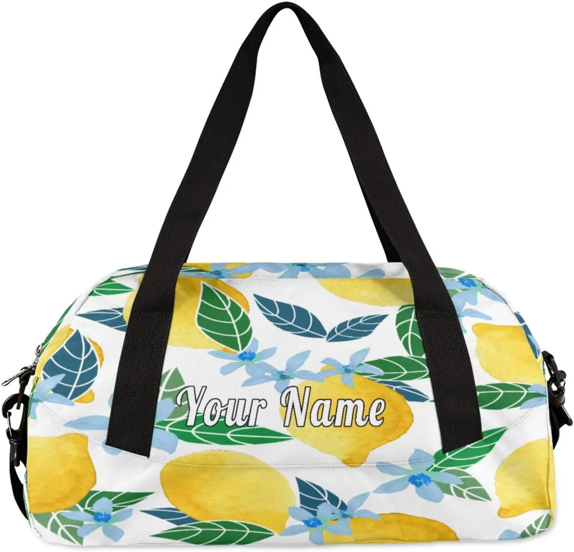 Personalized Kids Duffel Bag Fruit Lemon Lime Flower,Custom Sport Gym Bag for Boys Girls,WWeekender Overnight Bags Travel Duffel Bag,Customized Kids Gift